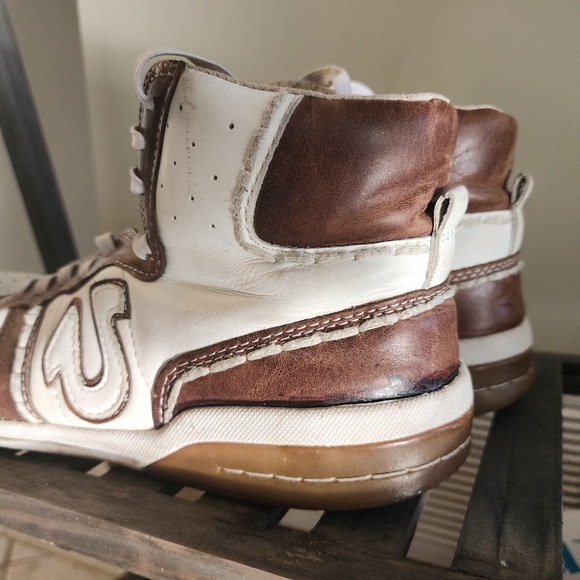 Mens 9 True Religion Leather High Tops Brown/White - Picture 5 of 9